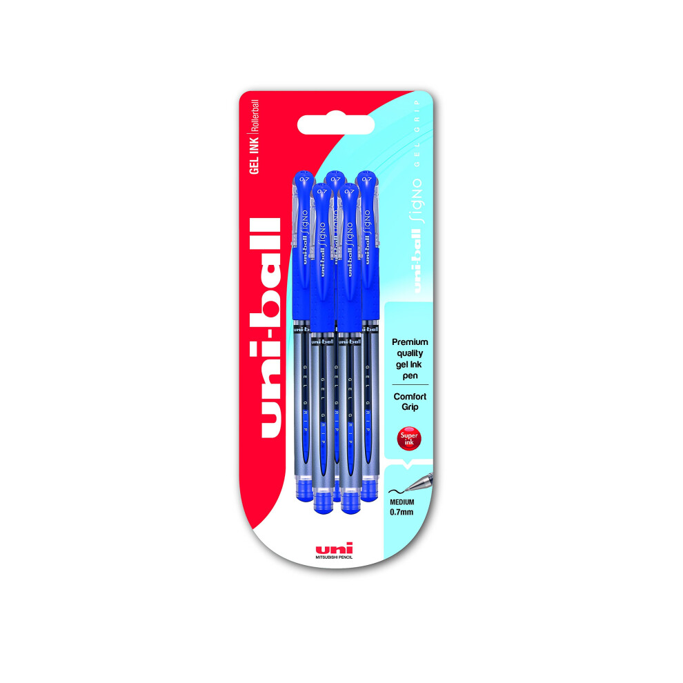 Uni-Ball Signo Gel Grip Um-151 Rollerball Pens - Pack Of 5 Blue