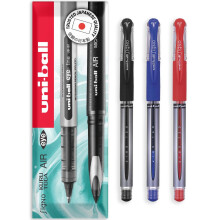 uni-ball UM-151 Signo Gel Grip Rollerball Pen ? 0.7mm - In Envelope Gift Packaging (Pack of 3, Black,Blue,Red)