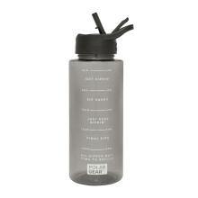Polar Gear 1L Tracker Bottle with Easy Flip Up Straw & Hydration Tracker Markings - Black