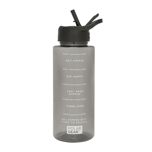 Polar Gear Polar Gear 1L Tracker Bottle with Easy Flip Up Straw & Hydration Tracker Markings - Black