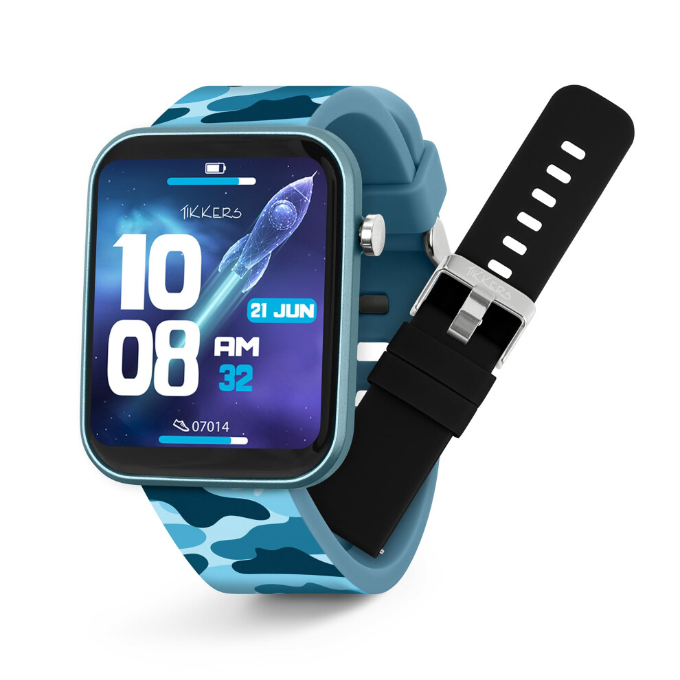 Tikkers Kids Series 13 Camo Smart Watch With Fitness Tracker, Alarm Clock, Camera, Gps Connection, Heart Rate Monitor, Step Counter, Touch Screen, 5018479166153