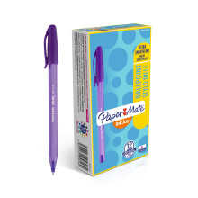 Paper Mate InkJoy 100ST Capped Ballpoint Pen - Ultra Smooth Ink - Medium Point 1.0mm - Purple Ink - Box of 12