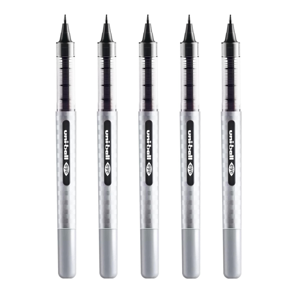 Uni-Ball Ub-157D Liquid Ink Rollerball Pens - 0.7Mm - Pack Of 5 - Ink Black