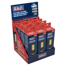 Sealey LED Twist Rechargeable Inspection Light - Display Box of 12, 5W COB & 1W SMD with 180? Magnetic Stand - LED601DB
