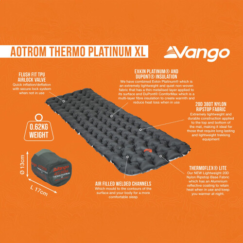Vango Vango Aotrom Thermo Platinum XL Inflatable Mat 1