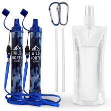 Wild North Goods - 2 Pack Personal Water Filter Straw - Portable Water Purification for Hiking, Camping, Travel, Outdoors & Emergency Use - Includes