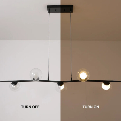 5-Light 114cm Kitchen Island Linear Pendant, Modern Minimalist Adjustable Height Pendant Light 2
