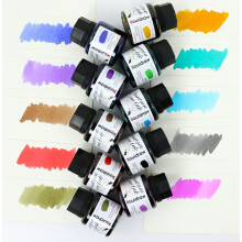 Liquidraw Fountain Pen Ink Bottles - 10 x 35 ml Assorted Colours | Fountain Pen Ink for Artists | Selection Includes Black, Blue, Red, Violet & Purple