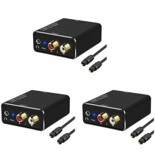 3X Digital to Analog Audio Converter,DAC Digital SPDIF Optical to Analog L/R RCA & 3.5mm AUX Stereo Audio Adapter