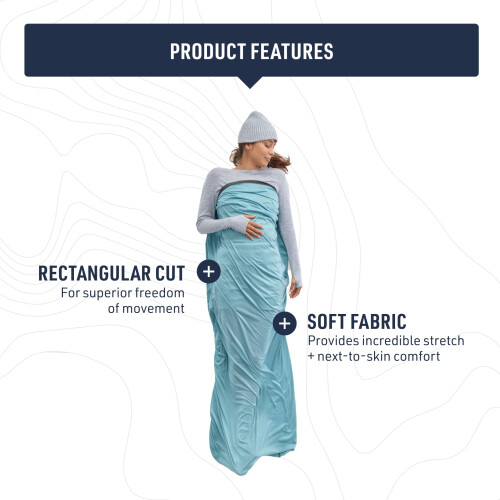 Sea to Summit - Comfort Blend Sleeping Bag Liner - Rectangular 185cm x 80cm - Tiny Pack Size - Easy Care Bio-based Fabric & Odor Control - For 2