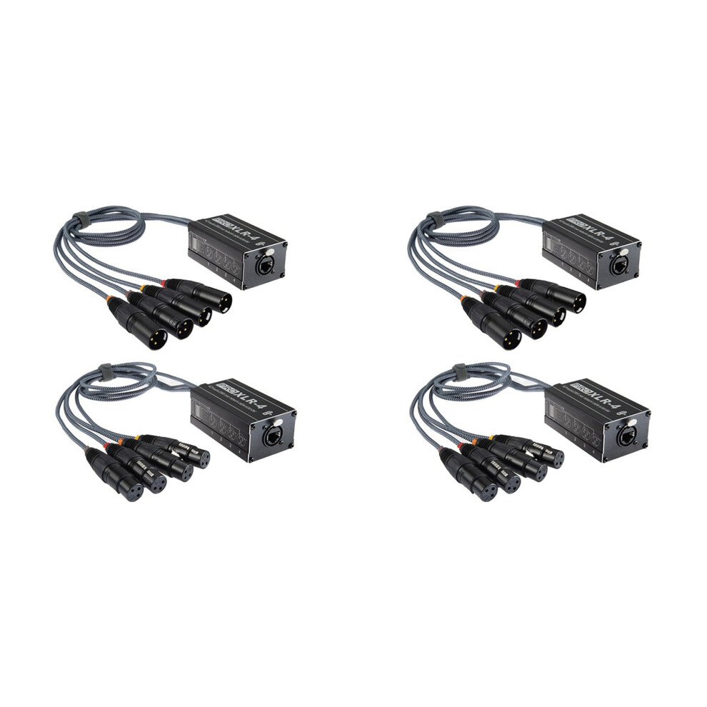 2Pair Xlr Male/Female 4 Channel Snake 3Pin Xlr/Dmx To Ethercon Rj45 Cat5/Cat6 Ethernet Extender For Live Stage, Black 6033169688905
