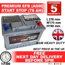 BMW 096 100 START STOP AGM 78AH Heavy Duty 12V Car Battery More power AGM / EFB