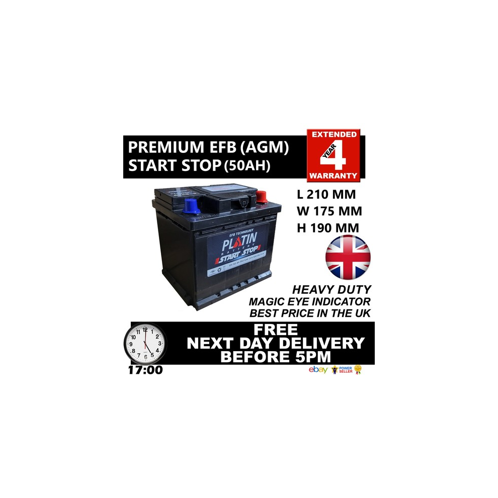 Type 012 Efb Agm Stop Start Car Battery 12V 50Ah 350Cca Exide El550 Morris Mini 00000056319521