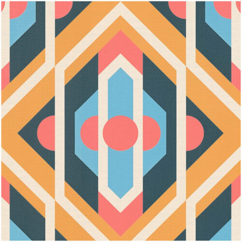 AS Creation AS Creation Retro Chic Geometric Wallpaper Red Orange Blue Vinyl Paste The Wall