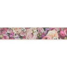 Floral Rose Wallpaper Border Self Adhesive Red Cream Green Vinyl 5 Meter