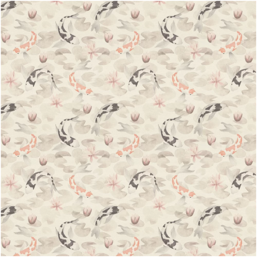 Koi Carp Vinyl Wallpaper Japanese Fish Lotus Oriental Feature Wall 4000441409420