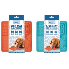 Dog Lick Mat Blue Orange Pet Puppy Food Slow Feeder Treats Suction Cup Base