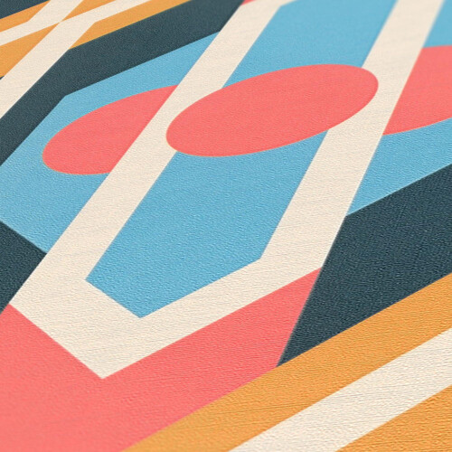 AS Creation AS Creation Retro Chic Geometric Wallpaper Red Orange Blue Vinyl Paste The Wall 1