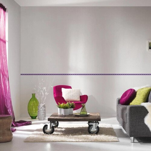 Retro Wave Wallpaper Border Self Adhesive Purple Textured Vinyl 5 Meter 1