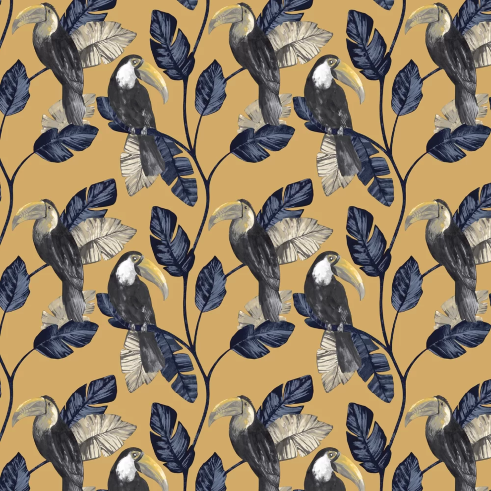 Holden Decor Premium Tiki Ochre Wallpaper Bird Jungle Paste The Wall Botanical 5022976913424
