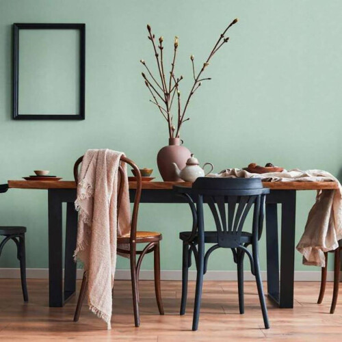 Linen Fabric Effect Wallpaper Textured Paste The Wall Vinyl Plain Mint Green 1