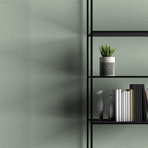 Linen Fabric Effect Wallpaper Textured Paste The Wall Vinyl Plain Mint Green 2