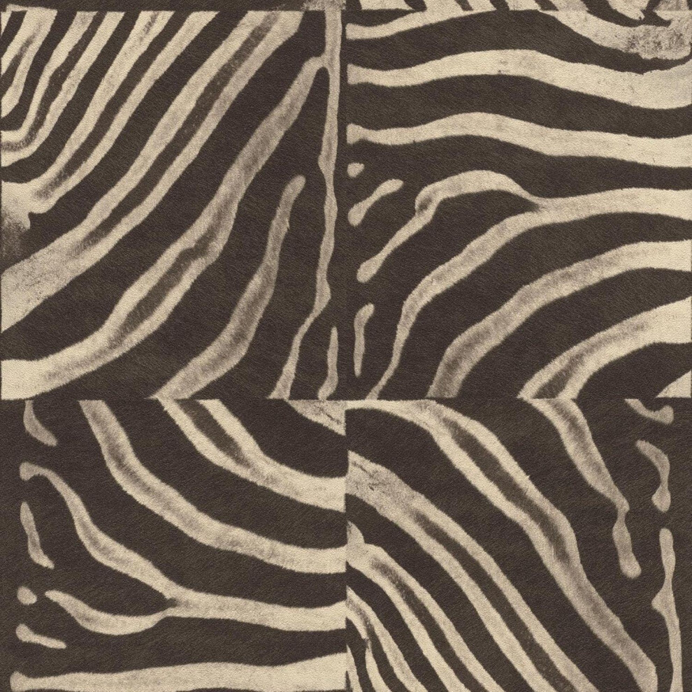 Rasch Brown Zebra Pattern Animal Print Wallpaper Textured Extra Washable Vinyl 4000441811414
