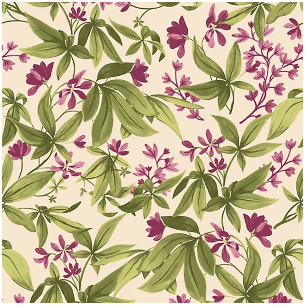 Grandeco Morgane Fuchsia Pink Vinyl Wallpaper Paste The Wall Scrubbable Botanical