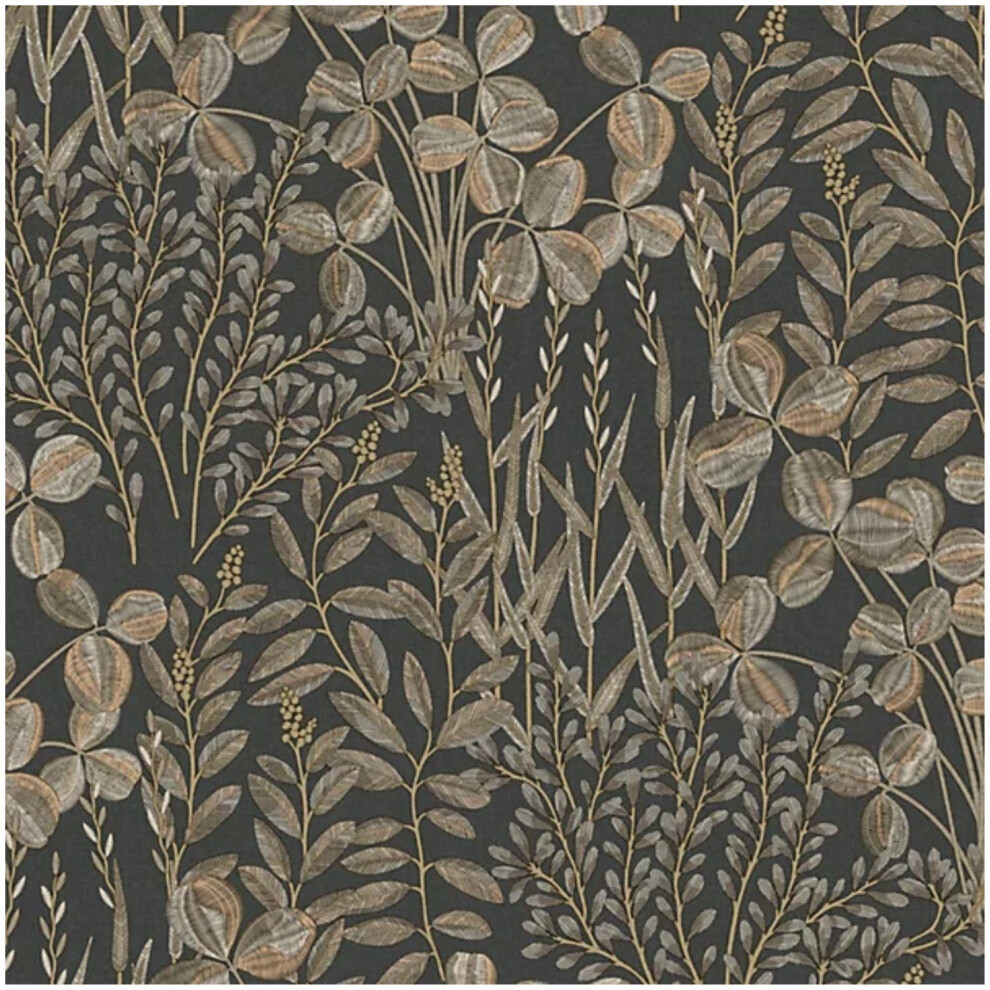 Grandeco Inia Dark Brown Wallpaper Vinyl Botanical Paste The Wall Scrubbable 5411012529406