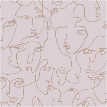 Holden Decor Linear Visages Pink Wallpaper Gold Faces Washable Paste The Wall