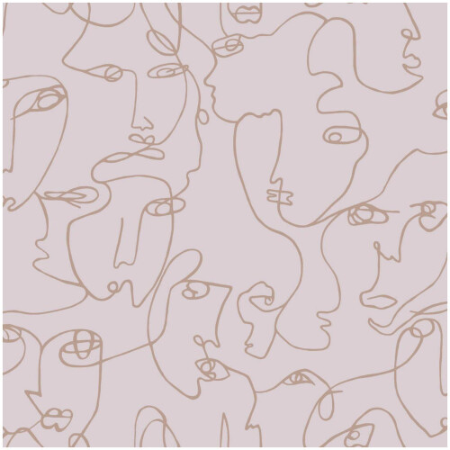 Holden Decor Linear Visages Pink Wallpaper Gold Faces Washable Paste The Wall