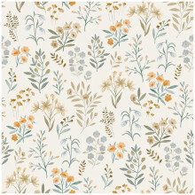 Grandeco Placed Posey Neutral Blue Wallpaper Paste The Wall Vinyl Scrubbable