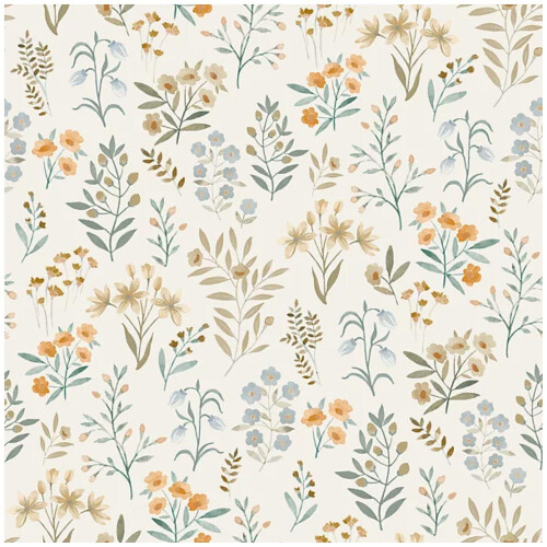 Grandeco Grandeco Placed Posey Neutral Blue Wallpaper Paste The Wall Vinyl Scrubbable