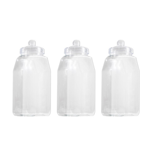 Rectangular Sweet Jar 1150ml Clear Plastic Tub Screw Top Lid Biscuits Storage