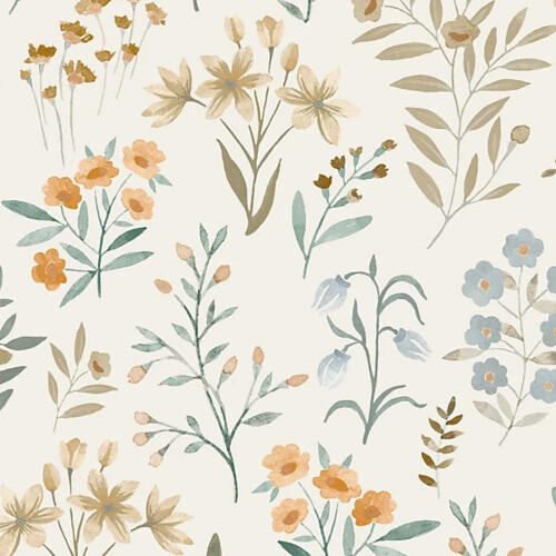 Grandeco Grandeco Placed Posey Neutral Blue Wallpaper Paste The Wall Vinyl Scrubbable 1