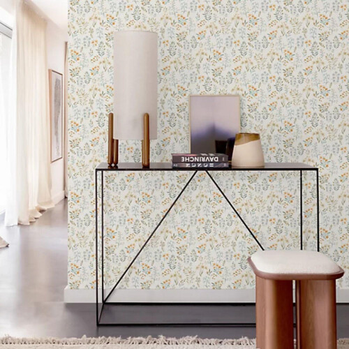Grandeco Grandeco Placed Posey Neutral Blue Wallpaper Paste The Wall Vinyl Scrubbable 2