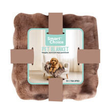 Faux Fur Pet Blanket Beige Throw 110x75cm Reversible Dog Cat Puppy Fluffy Warm