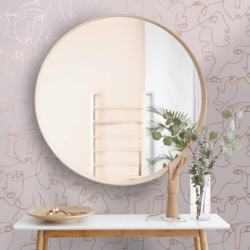 Holden Decor Linear Visages Pink Wallpaper Gold Faces Washable Paste The Wall 2