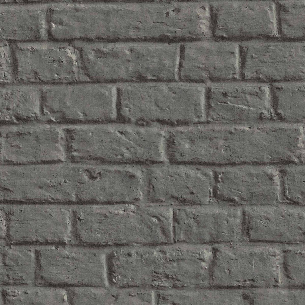 Brick Effect Wallpaper Textured Paste The Wall Vinyl Black Grey Charcoal 4051315406182