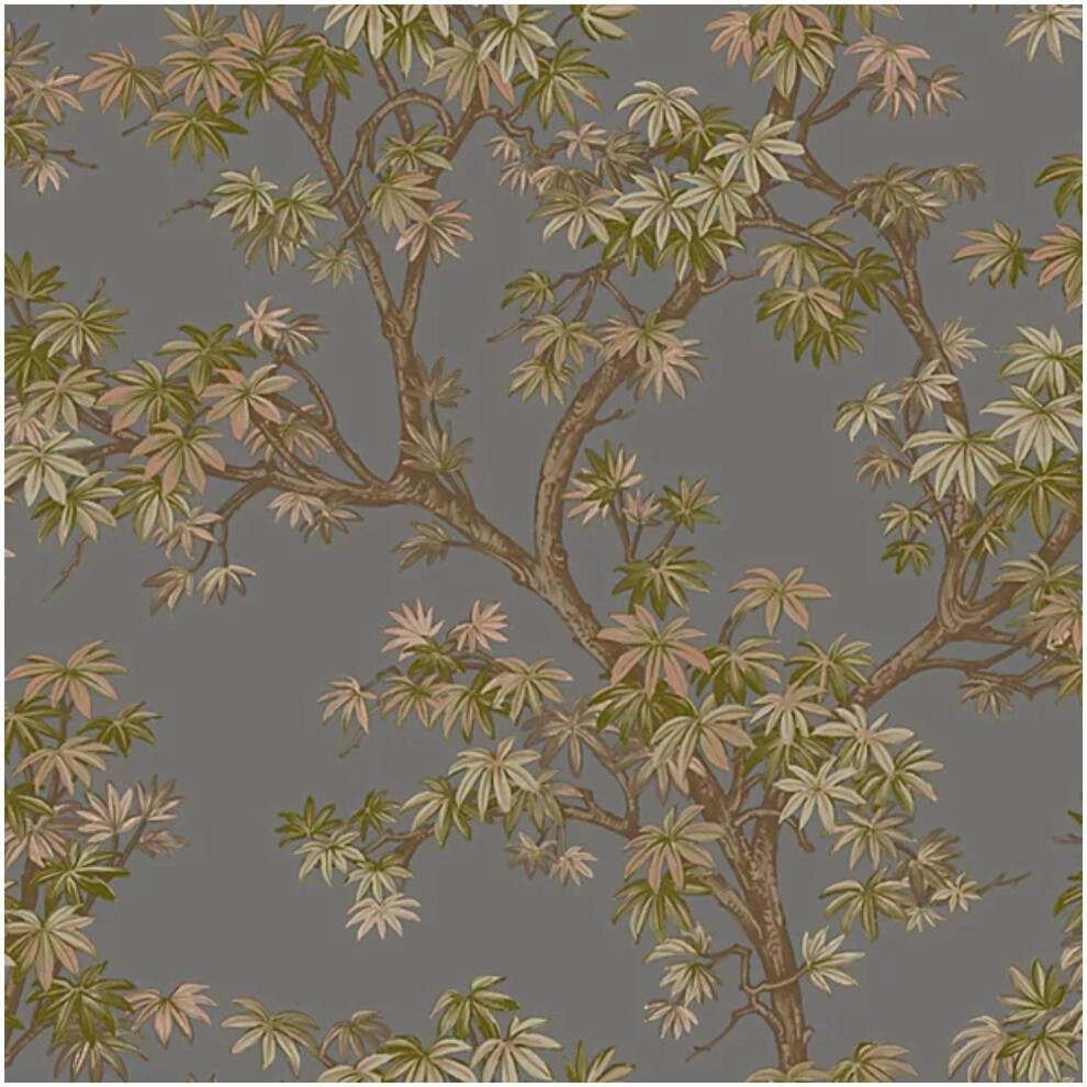 Grandeco Acer Tree Charcoal Wallpaper Leaves Scrubbable Vinyl Paste The Wall