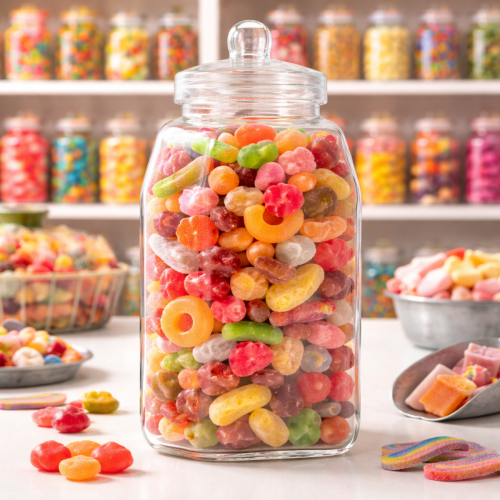 Rectangular Sweet Jar 1150ml Clear Plastic Tub Screw Top Lid Biscuits Storage 1