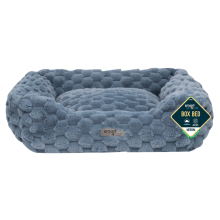 Medium Faux Fur Dog Bed Anti-Slip Base Cushioned Blue Pet Puppy 58×48×20cm