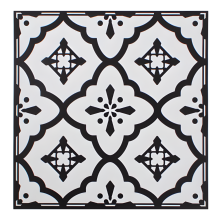 Vinyl Floor Tiles Pack of 4 Black White Geometric Mosaic Peel & Stick 1ft x 1ft