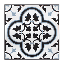 Vinyl Floor Tiles Pack of 4 Blue Black Mediterranean Peel & Stick 1ft x 1ft