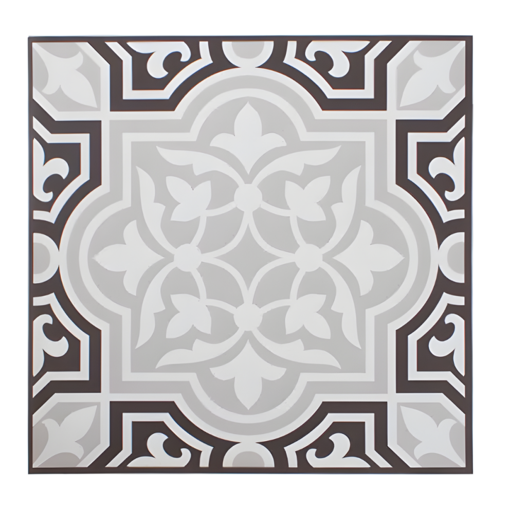 Vinyl Floor Tiles Pack Of 4 Brown Grey Mediterranean Peel & Stick 1Ft X 1Ft 5015302401375