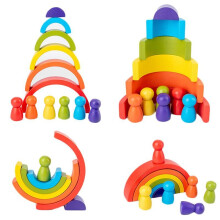 DIY Houten Regenboog Speelgoed voor Kinderen Creatieve Houten Regenboog Gestapelde Balansblokken Baby Speelgoed Educatief Speelgoed voor Kinderen