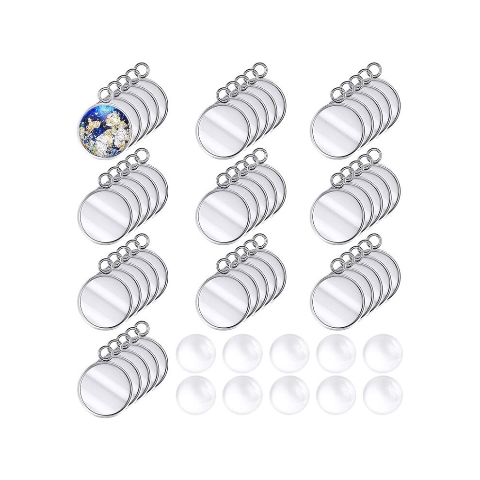 400 Pieces Jewelry Making Kit With Stainless Steel Round Blank Bezel Set And Glass Cabochons Trays Pendant Blanks 6031394998424
