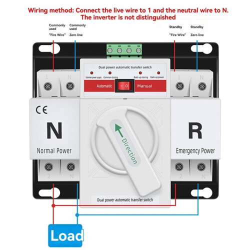 110V 220V 2P 63A  Dual Power Automatic Transfer Switches Toggle Controller Change-over  Self Cast Conversion 1