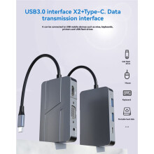 USB C Hub 7 in 1 Type C to USB-A 3.0 USB-C 3.0 4K -Compatible VGA Dock Adapter for Notebook Laptop