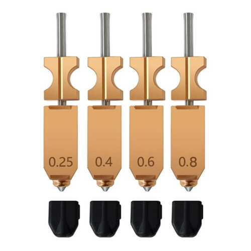 4pc for Flashforge AD5X Quick-Detachable Hotend Nozzle Quick Release Nozzle 0.25/0.4/0.6/0.8MM W/4 Silicone Socks